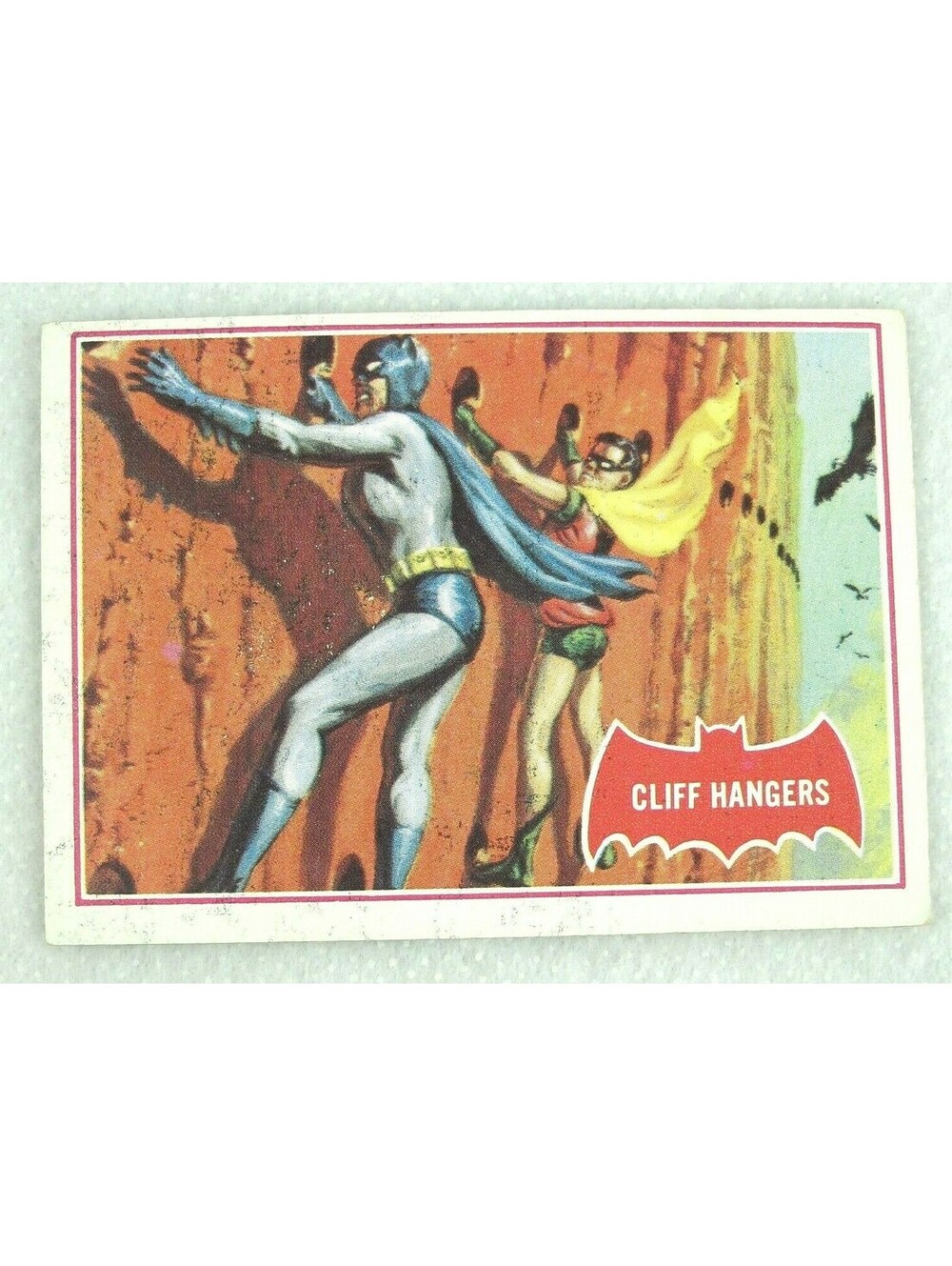 1966 Topps Batman Red Bat Puzzle Back Card #36A Cliff Hangers bw